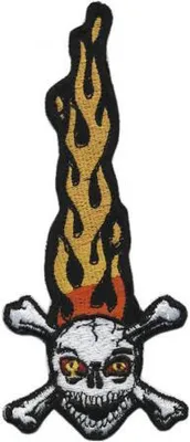 Produktbild von AUFNÄHER - Totenkopf Flamme - 03233 - Gr. ca. 10 x 2,5 cm - Patches Stick Applikation