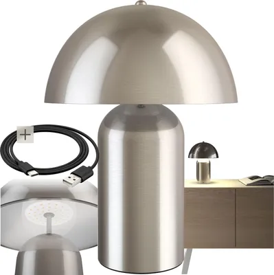 Produktbild von Kleine Retro-Tischlampe Kade, dimmbar - Nickel matt