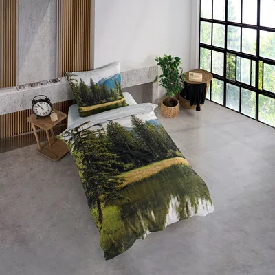 Produktbild von Bettwäsche Set mit Bergsee 135 x 200 cm 100% Baumwolle