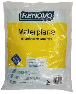 Produktbild von RENOVO Malerplane, mittelstarke Qualität, 5 x 4 m x 30 µm
