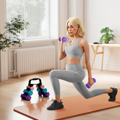 Productafbeelding van Sweiko halterset met opbergrek, set met 6 halters voor fitness, 2 x 1 kg, 2 x 2 kg, 2 x 3 kg