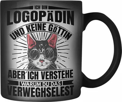 Produktbild von Trendation - Logopädin Lustiger Spruch Farbwechsel Zauber-Tasse Geschenk Logopädie (Schwarz)