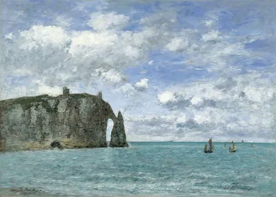 Produktbild von Legendarte - Kunstdruck auf Leinwand - Tretat. La Falaise D'Aval Eugène Boudin - Wanddeko, Canvas cm. 50x70
