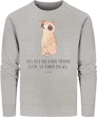 Produktbild von Mr. & Mrs. Panda Baumwoll Pullover Plumplori Glücklich Größe S - Heather Grey - Geschenk, Sweatshirt, Sweater, Lustige Sprüche, Niedlich, Bio, Glück, Pulli