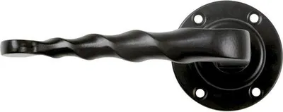 Produktbild von Famanu Türgriff dekorativ für Durchgangstüren mod. 101R - Set von 2 - Rosette Ø 60 mm - Griff 114 mm - Quadratisch 8 mm - Schmiedeeisen - Zamak