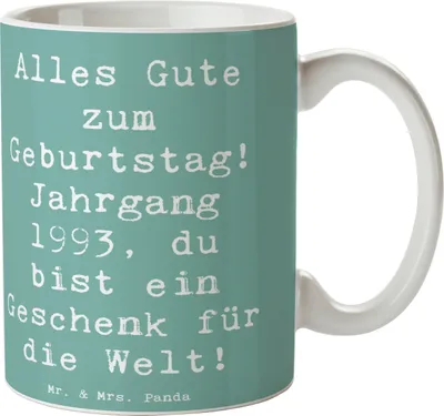 Produktbild von Mr. & Mrs. Panda haferl Spruch 1993 Geburtstag - Meeresbrise - Geschenk, Bedruckte Tasse, Geburtstagsgeschenk, Alter, Jubiläum, Geburtstagsfeier, Becher, Kaffeebecher