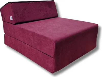 A burgundy foldable mattress/chair is shown on a white background.