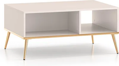 Obrázok produktu pre FURNLUX Konferenčný stolík Selgin Beige And Gold 90 cm / Hlavná farba: béžová / Rozmery: 90 x 42 x 60 cm