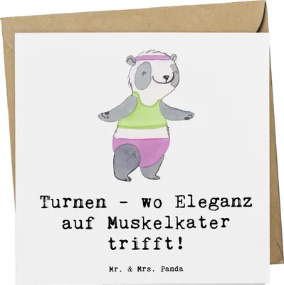 Produktbild von Mr. & Mrs. Panda Grußkarte Turnen Eleganz - Weiß - Geschenk, Sportler, Geschenke, Teamsport, anlasskarte, Fitness, faltkarte, Sport, Sportarten, Körperbeherrschung