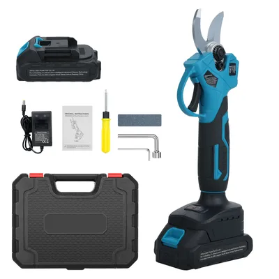 Produktbild von 20 V elektrische Gartenschere, Schnittdurchmesser 30 mm (1,2 Zoll), kabellose Hochleistungs-Baumschere mit 2 x 2,0 Ah Akku und Ladegeraet, leistungsstarke Gartenschere mit buerstenlosem Motor zum Beschneiden von aesten in Obstgaerten