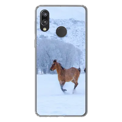 Produktbild von MuchoWow® Handyhülle Schutzhülle Hülle für Huawei P20 Lite (2020) Pferde - Schnee - Winter Silikon Softcase Handy Hülle - Kartenhalter