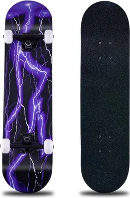 Produktbild von Komplettes Skateboard 31 x 8 Zoll, Ahornholz, ABEC-11 Kugellager, 95A Rollen Purple