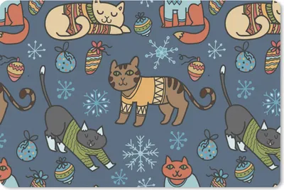 Produktbild von MuchoWow® Schreibtischunterlage Katze - Tiere - Weihnachten - Muster 60x40 cm - XXL Mauspad - Großes Mauspad
