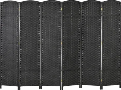 Produktbild von 6-teiliger Raumtrenner, Faltbarer Sichtschutz, Sichtschutzwand für Wohnzimmer, Schlafzimmer, Homeoffice, Schwarz