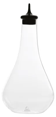 Produktbild von Safran-Pirolo-Flasche aus mundgeblasenem Borosilikatglas, schwarze Farbe, schachbrettartiges Design, elegant und funktional für den Tisch