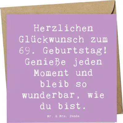 Produktbild von Mr. & Mrs. Panda Grußkarte Spruch 69. Geburtstag Glückwünsche - Lavendeltraum - Geschenk, Klappkarte, faltkarte, Liebe, anlasskarte, besonderer Anlass, Happy Birthday