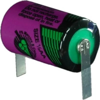 A single battery with metal tabs is shown against a white background.