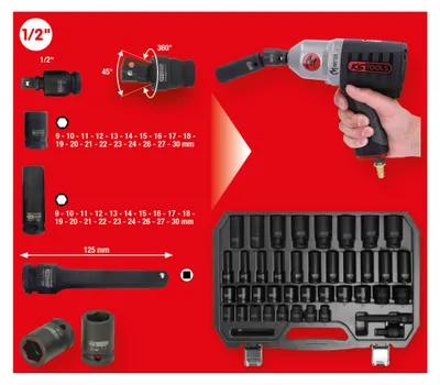 Produktbild von KS Tools 515.0065, Steckschlüssel-Satz, 1/2", 40 Kopf/Köpfe, Chrom-Molybdän-Stahl, ISO 1174, DIN 3129, ISO 2725-2, DIN 3121, 8 kg