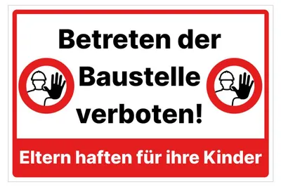 Produktbild von Betreten der Baustelle verboten Schild 20x30 cm wetterfestes Baustellenschild mit Klebepads