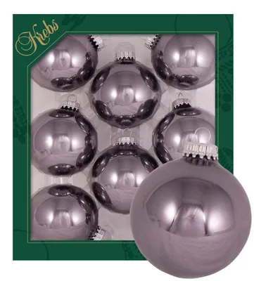 Produktbild von Krebs Glas Lauscha Kugeln im 8er Set - Grau glänzend - Christbaumschmuck aus Glas - Unifarbende Kugeln - Größe: 7cm - 60005