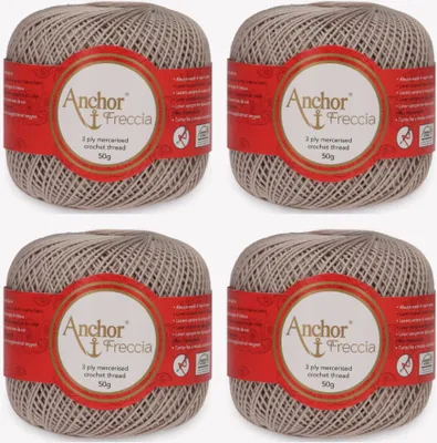 Image de 4 pelotes d'Anchor Freccia 6 – Fil de coton fin pour les projets au crochet (couleur 00590)