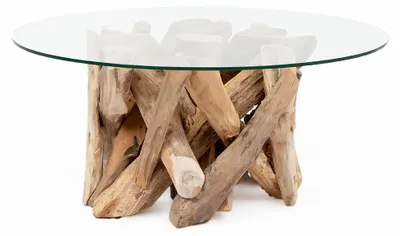 Produktbild von Individueller Teak Couchtisch TORA-rund Glasplatte D80cm