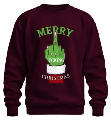 Obrázok produktu pre Merry Fcking Christmas Grinch Mittelfinger frech lustig böse Uni mikina, bordová, S