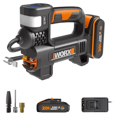 Zdjęcie produktu dla Kompresor i reflektor akumulatorowy Worx 20V WX092 z akumulatorem i ładowarką