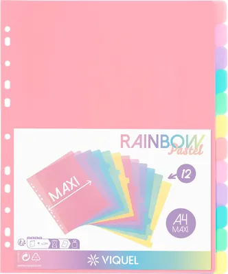 Image de Viquel - Lot de 12 intercalaires Rainbow pastel - Format maxi (24,5 x 30,5 cm) - pour