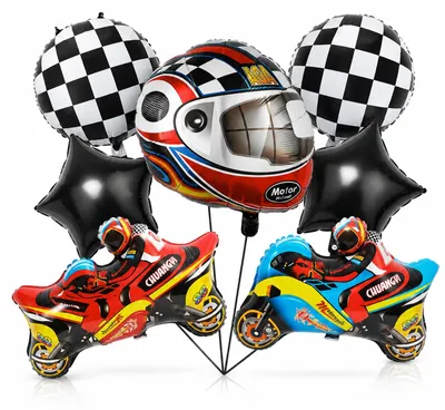 Motorrad-Ballonset, 7 Stück, Motorcross-Geburtstagsdeko, Rennwagen