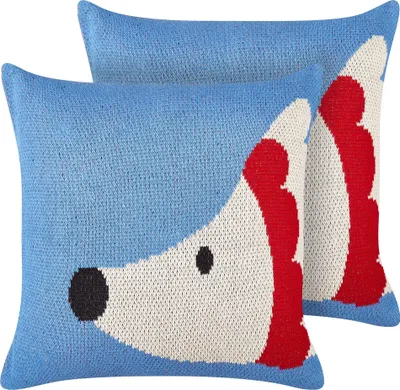 Produktbild von BELIANI Dekokissen 2er Set Blau Baumwolle Quadratisch 45x45 cm mit Tiermotiv Igel für Kinder Niedlich Modern Wohnzimmer Deko Kinderzimmer Sofakissen
