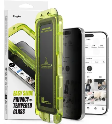 Produktbild von Sichtschutzglas mit Applikator für iPhone 18 Pro, Ringke Easy Slide, 2 Stück