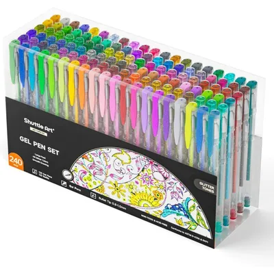 Produktbild von Gelstifte Set 240 Teile mit 120 Glitzer Gelschreiber und 120 Ersatznachfüllungen für Kinder und Erwachsene
