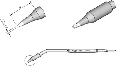 Produktbild von JBC Lötspitze Serie C250, Meißelform, C250407/1,2 x 0,7 mm, gerade C250407