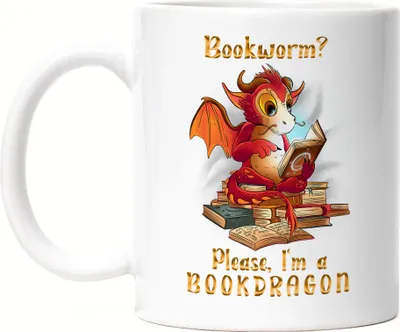 Produktbild von Bookworm? Please, I Am A Bookdragon Tasse Weiß Buch Lesen Bücherwurm Drachen Bildung Bücher
