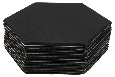 Produktbild von Schallabsorber Paneele - Hexagonale Akustikpaneele Wand - Hohe Dichte - 12er Set - 30x35 cm - 0,9 cm Dicke - Schwarz