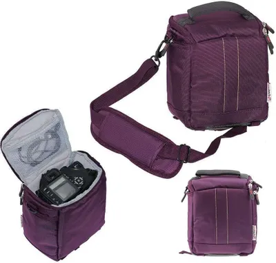 Zdjęcie produktu dla Fioletowa torba na aparat DSLR z paskiem na ramię