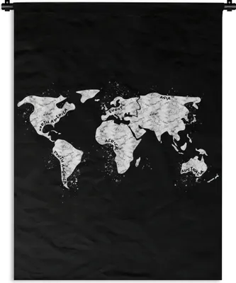 Produktbild von MuchoWow® Wandteppich Wandbehang Karte - Welt - Marmor 150x200 cm Tapisserie Dekoration Wandtuch - Wandaufhängung - Moderner