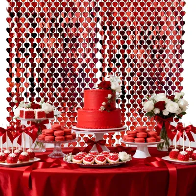 Produktbild von Girlanden Vorhang Rote Herzen Metallfolie 2 Stück 1x2m Party Deko Hintergrund