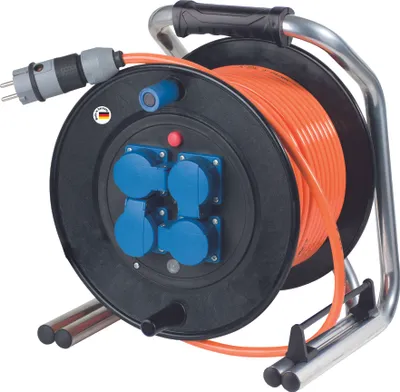 Produktbild von Kabeltrommel Außen 50m Verlängerungskabel H07BQ-F 3G2.5 Kabel 4 Steckdosen IP54