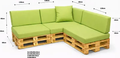 Obrázok produktu pre Setgarden Veľké paletové vankúše, sada 8 ks, vonkajšie, 120 x 60 x 10 cm, sedacie vankúše + opierkové vankúše, 120 x 40 x 10 cm, 1 ks, citrónová farba