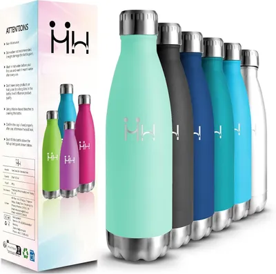 Produktbild von Edelstahl Trinkflasche 500 ml, BPA-frei, Doppelwandig, Für Kinder und Sport
