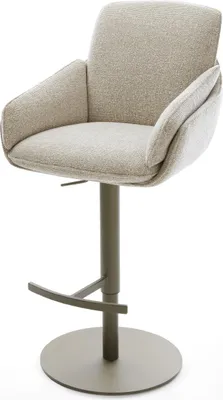 Produktbild von DELIFE Barstuhl Luan-Flex Webstoff Soft Beige Drehfuß höhenverstellbar Metall Titanfarben