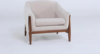 Image de Fauteuil à oreilles, tissu blanc, salon, polyester, 1 place, design moderne