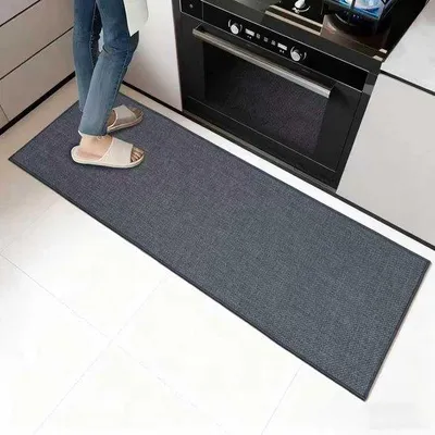 Produktbild von Famanu Küchenmatte - rutschfest - aus Gummi - waschbar - anti-Ermüdungsmatte - wasser- und ölbeständig - grau - 43,5 x 180 cm