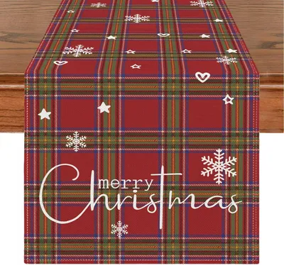 Produktbild von Weihnachtlicher Tischläufer für Dekoration zu Weihnachten Rot 40x140 cm