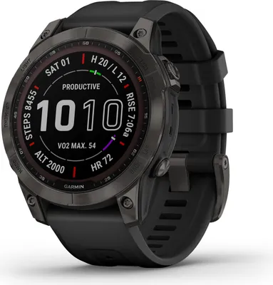 A close-up studio shot of a Garmin fenix 7 smartwatch.