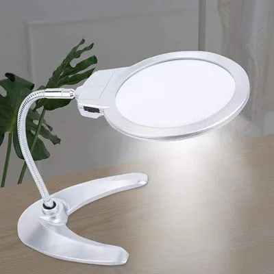 Zdjęcie produktu dla Lupa LED z oświetleniem i soczewką optyczną na biurko – lupa z oświetleniem LED i soczewką powiększającą