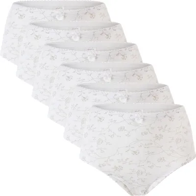 Produktbild von Celodoro Damen Taillenslip (6er Pack) Microfaser-Slip mit Blümchen-Muster - Weiss M (40-42)
