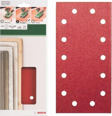 Produktbild von Bosch Schleifblatt Klett 10 x, 115 x 280 mm, K 120 für Schwingschleifer
